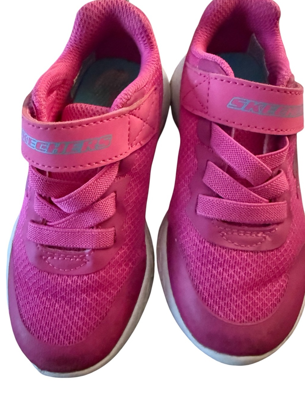 Skechers Girls Pink Sneakers Toddler Size 8 Velcro Athletic Shoes